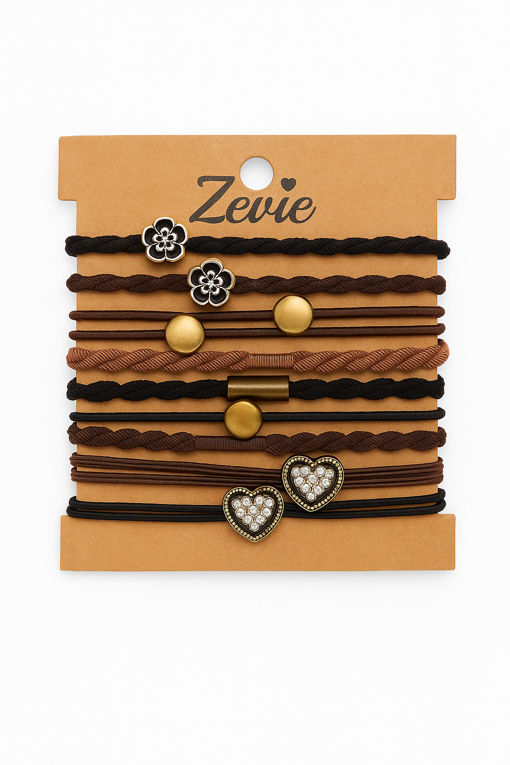 Zevie Designer Hair Ties & Wristbands (10-Pack)