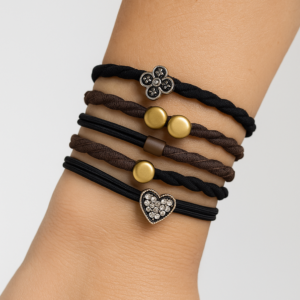 Zevie Designer Hair Ties & Wristbands (10-Pack)